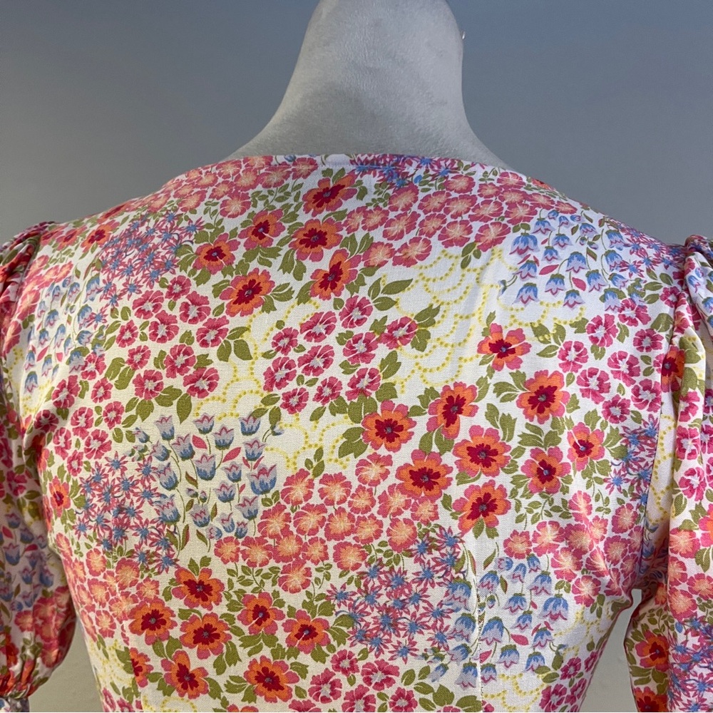 SO short sleeve v-neck floral midi dress size extra small - Picture 8 of 15